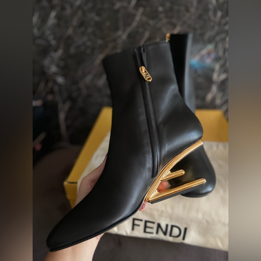 Fendi First Black Ankle Boots with Gold Heel. ⚜️ - Picture 6 of 16